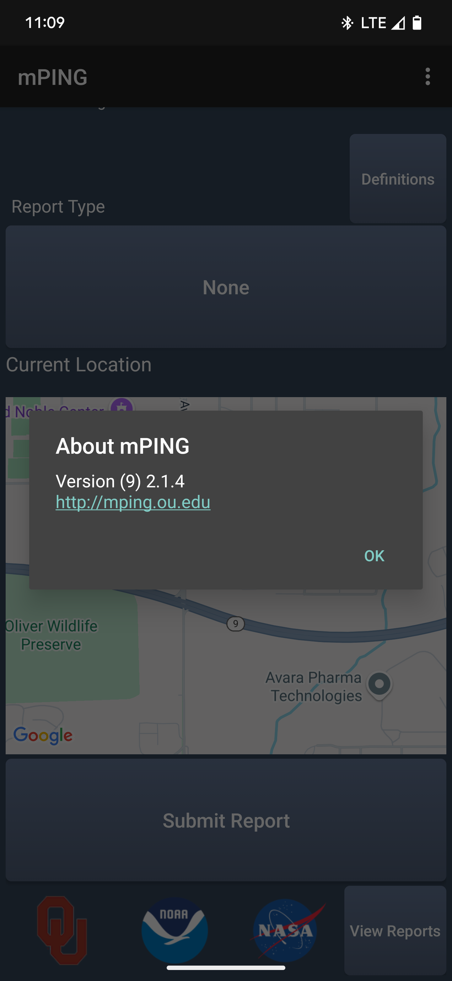 mPING About Dialog - Android - Before
