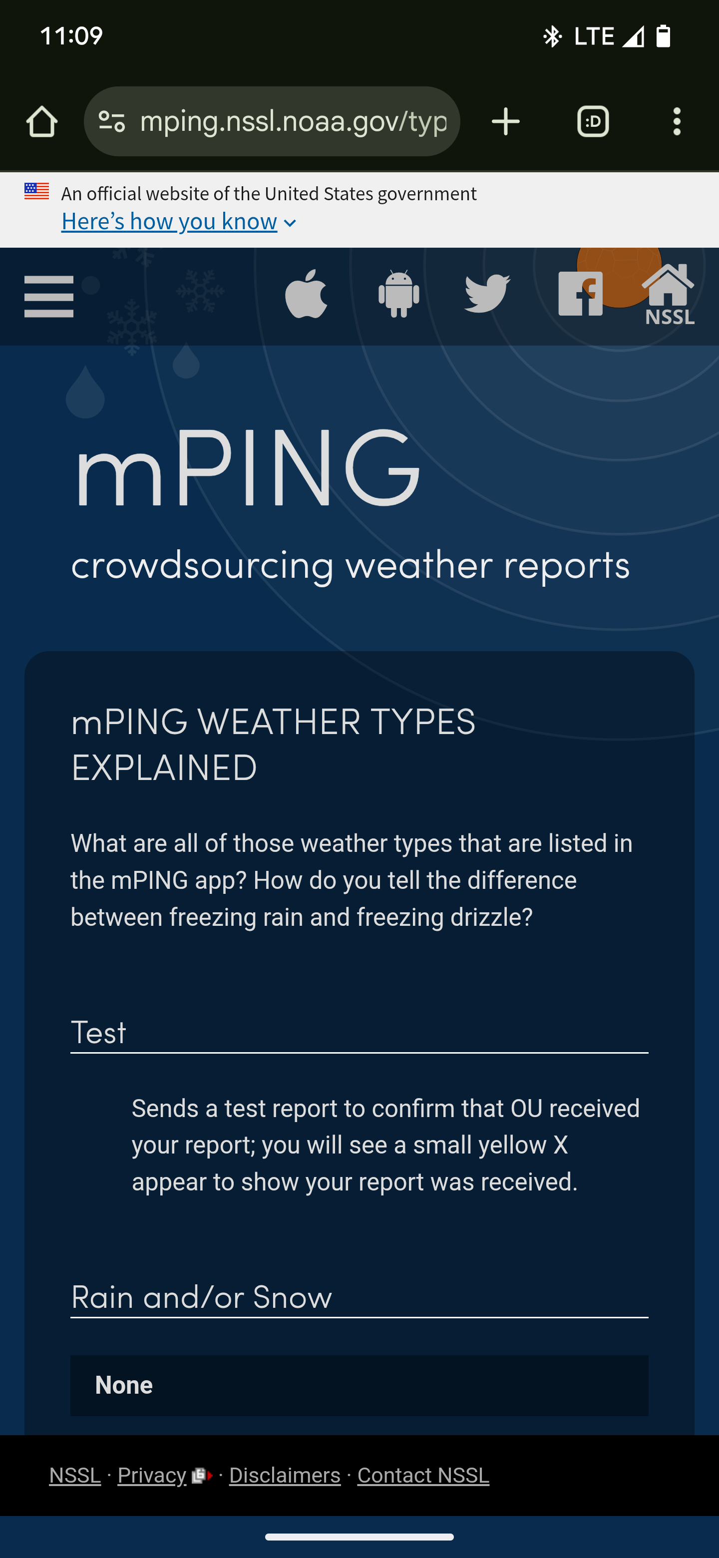 mPING Select Report Type - Android - Before