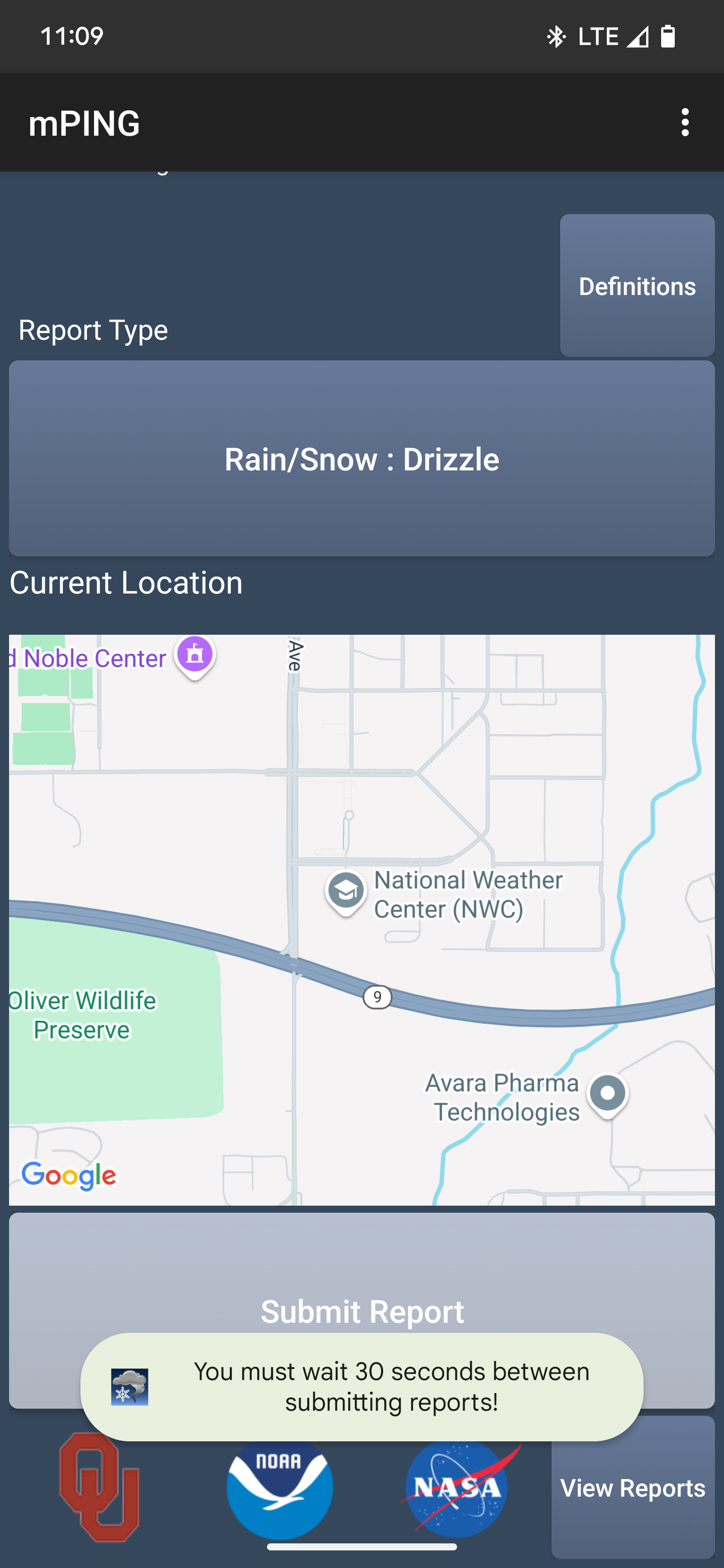 mPING Report Cooldown - Android - Before