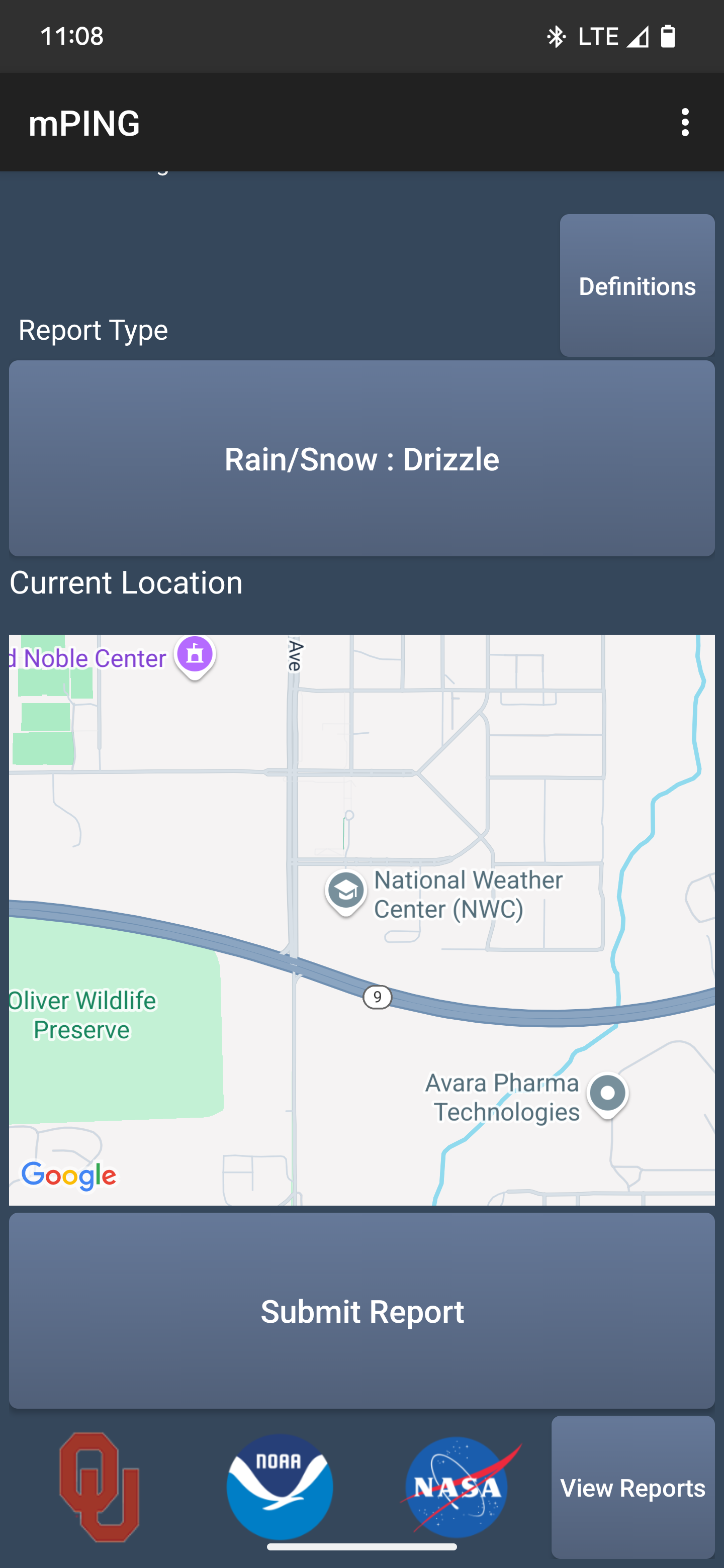 mPING Selected Report Type - Android - Before