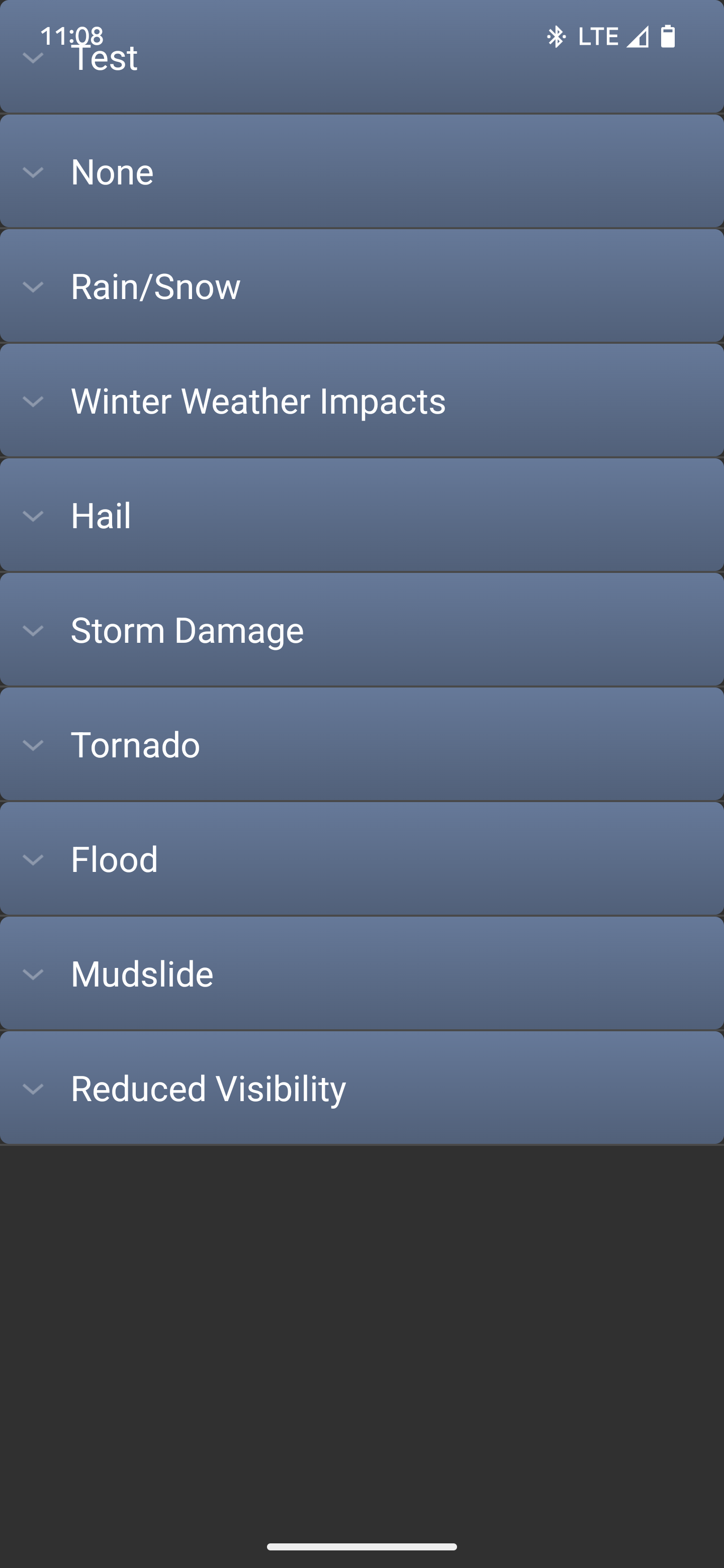 mPING Select Report Type Android - Before