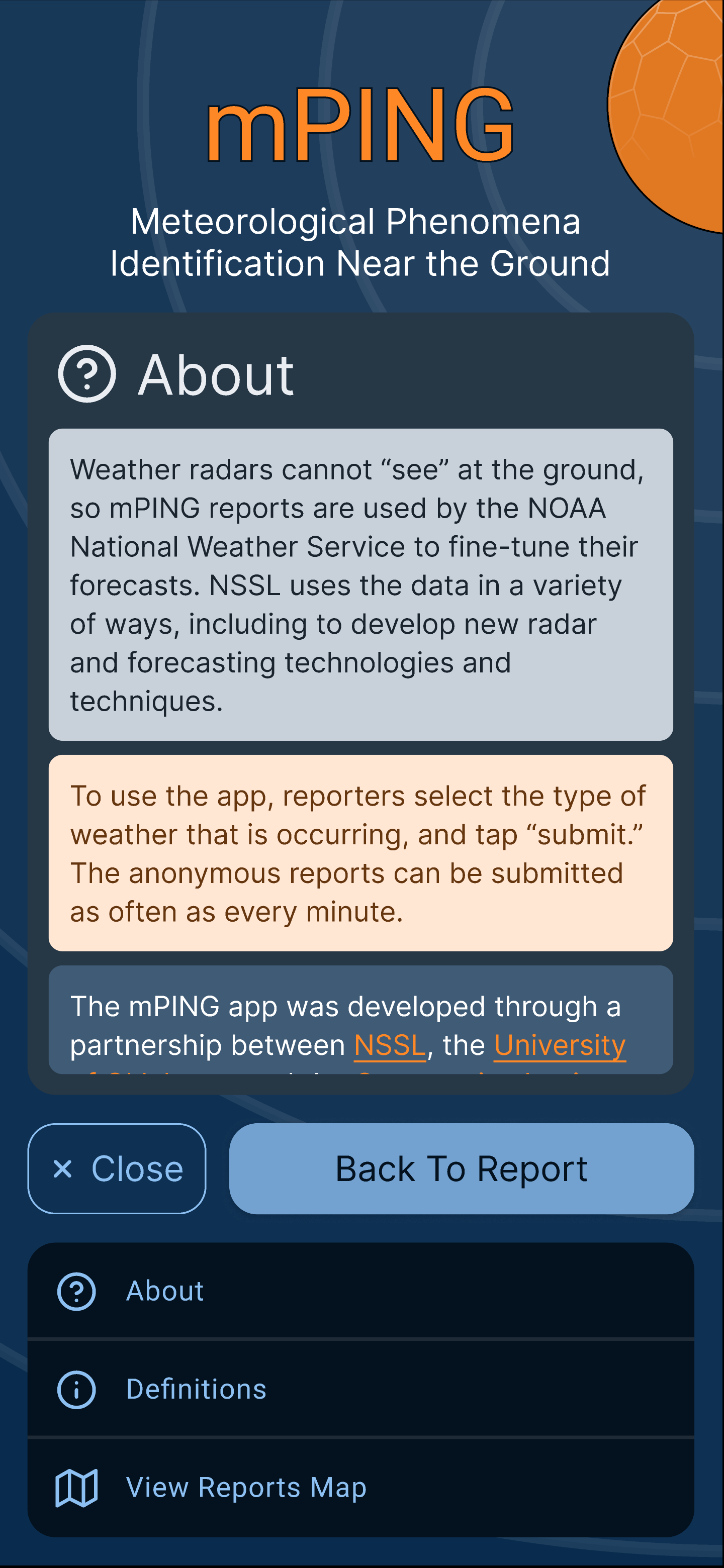 mPING Select Report Type - After