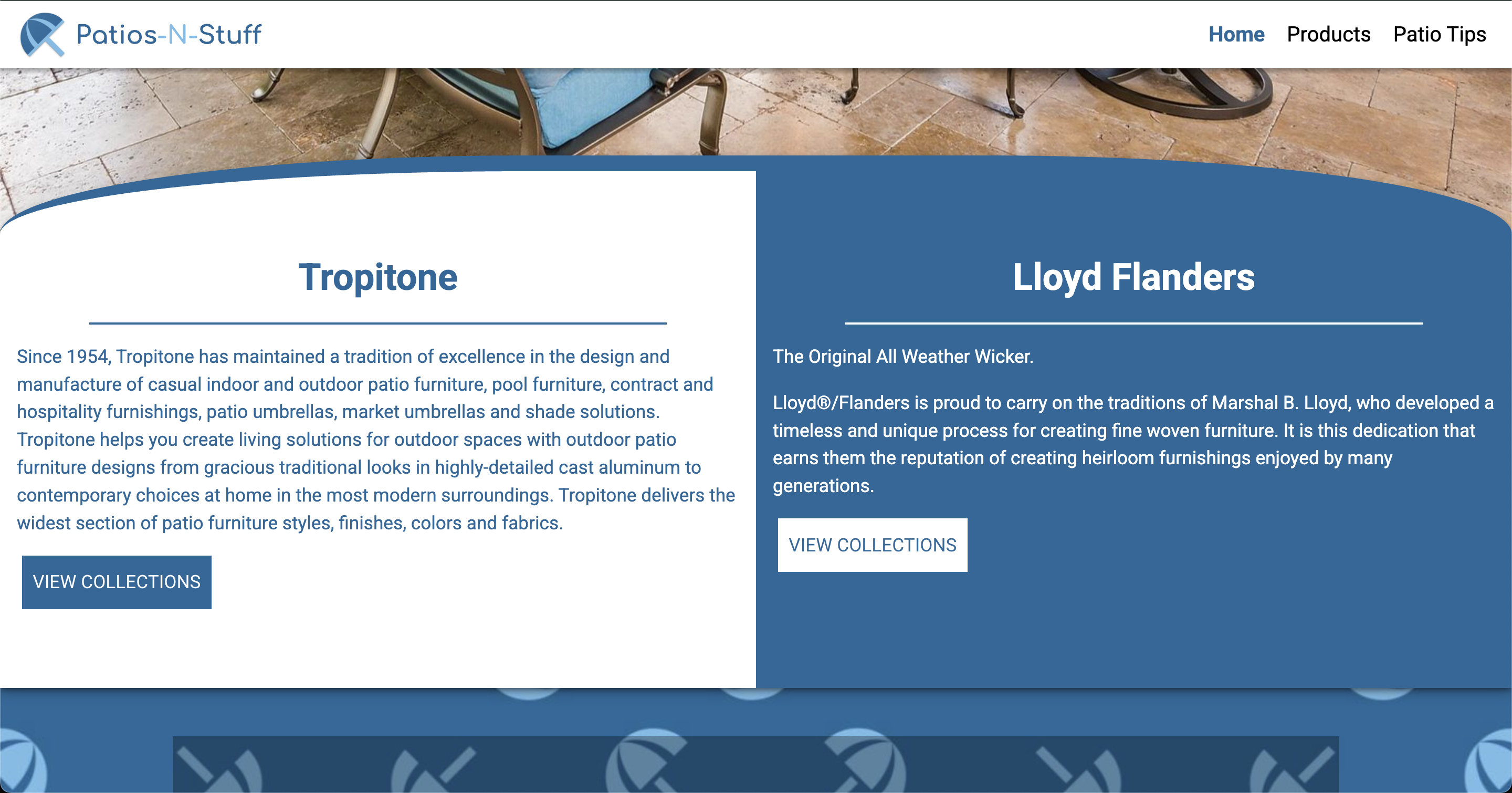 The Patio Place Brands Info Home Page Section