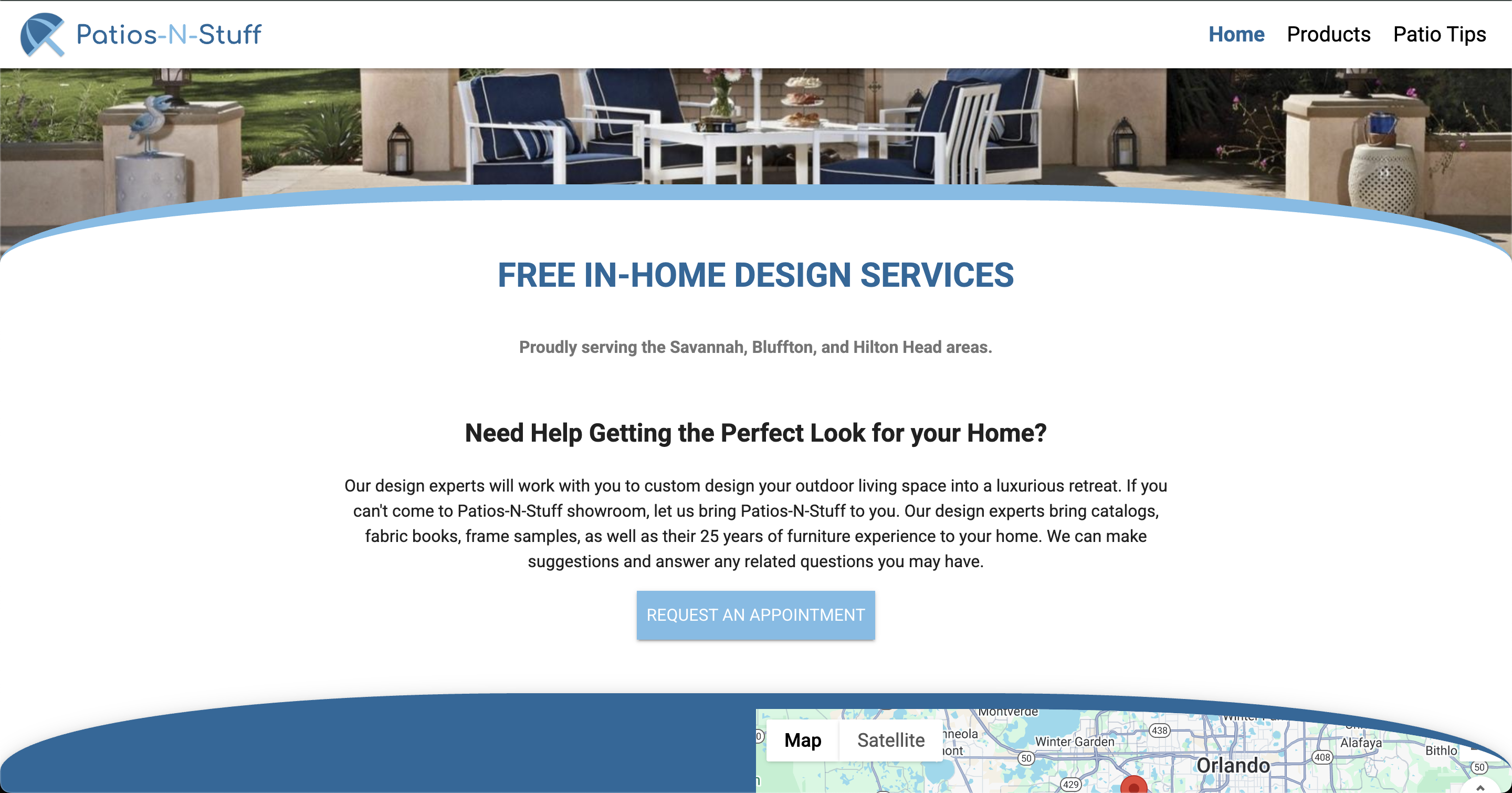 The Patio Place Design Services Home Page Section