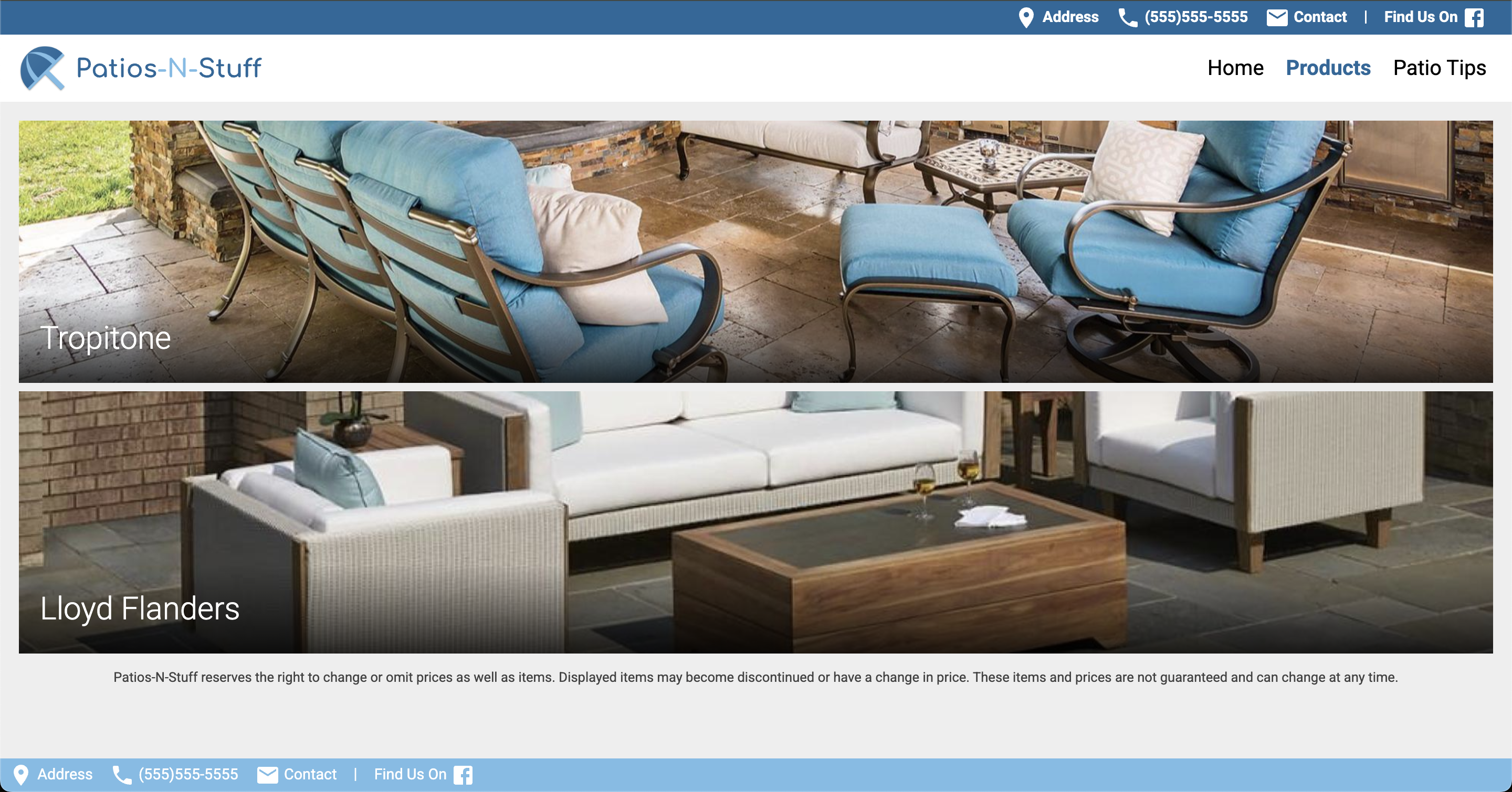 The Patio Place Products Page