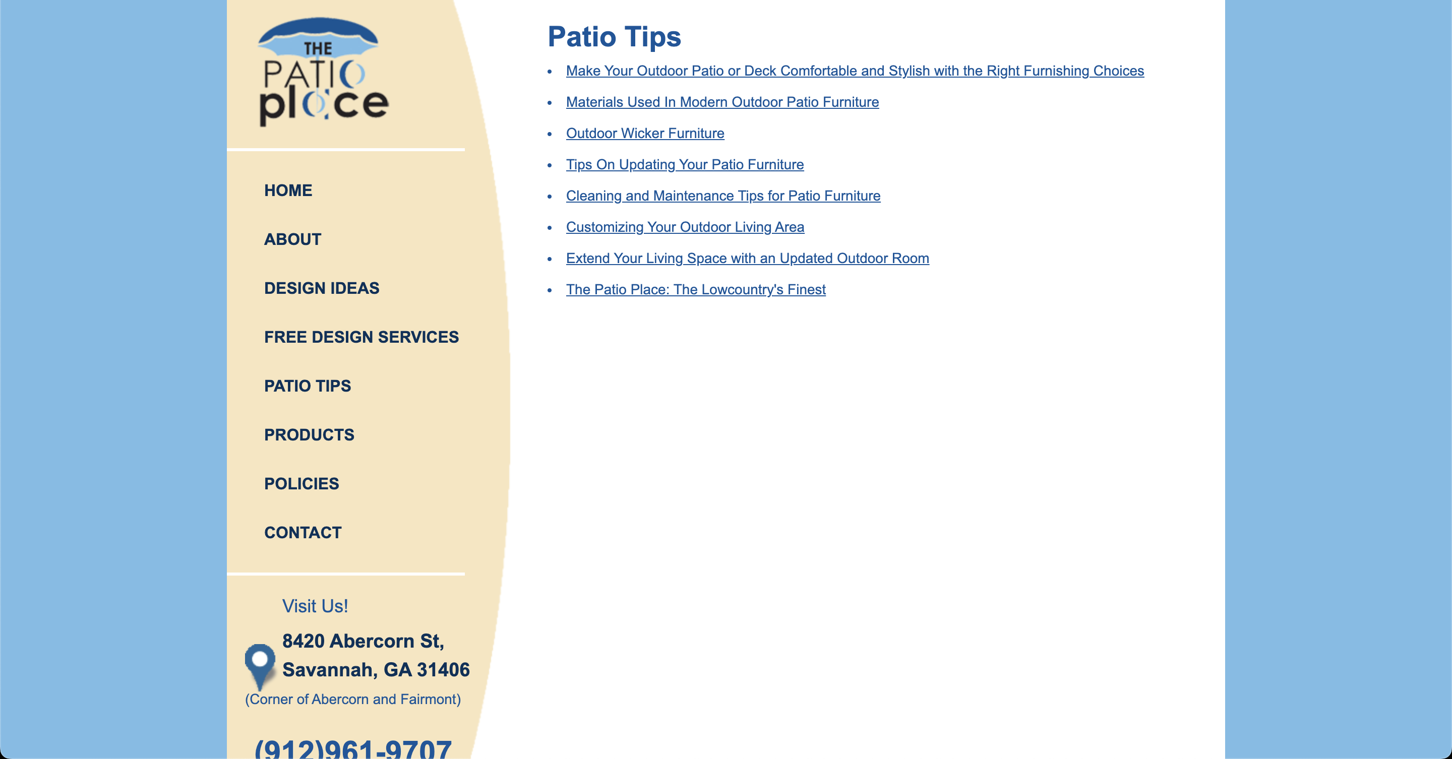 The Patio Place Patio Tips List Page - Before