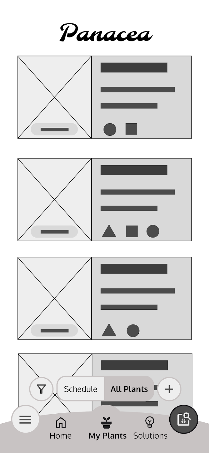 Panacea Digital Wireframe for the All Plants page